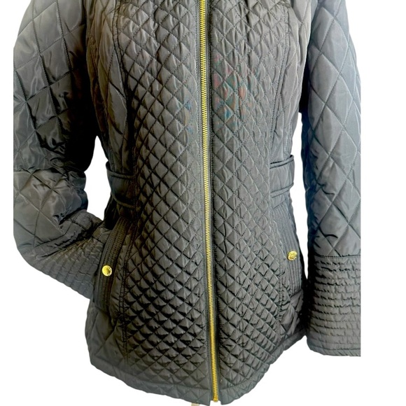 Michael Kors Black Quilted Zip-up Jacket with Removable Hood Size Large - Picture 8 of 13